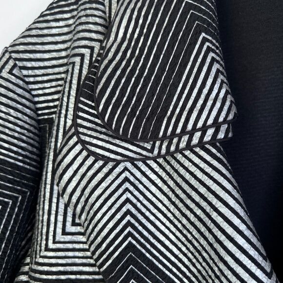 Joseph Ribkoff Black Gray Geometric Structured Collar Blazer Jacket Size 22 - Picture 7 of 11